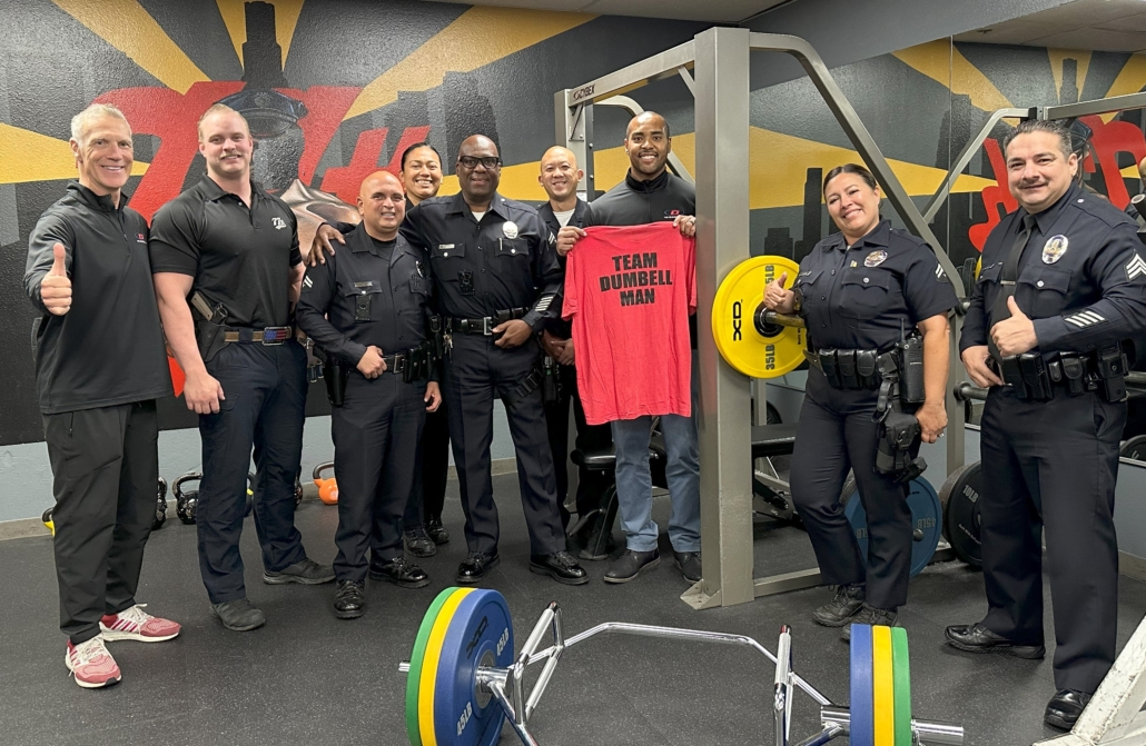 The Dumbell Man Fitness Equipment Donates Equipment to LAPD 77th St ...